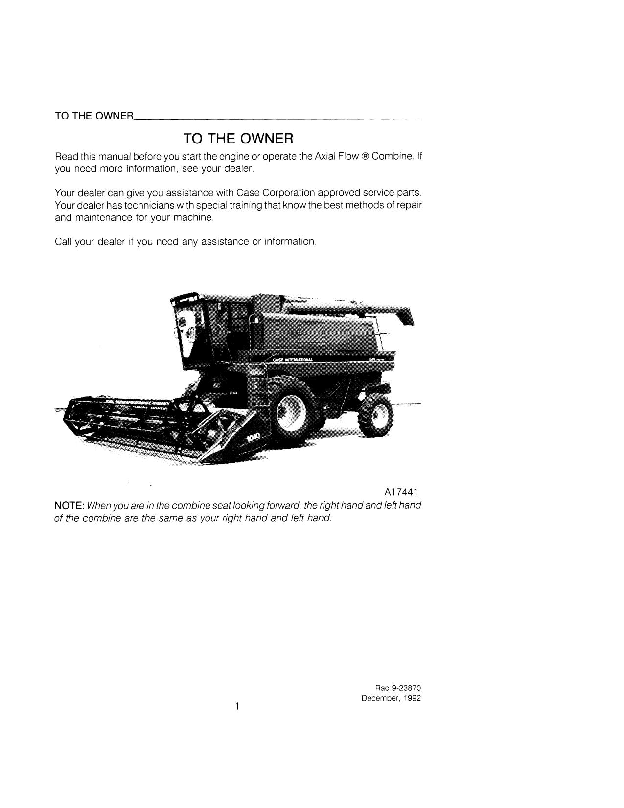 OPER MAN 1688 COMBINE manual